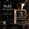 Obsession by Scent Luxe perfume bottle with gold cap on black marble surface bold luxury fragrance UAE